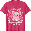Funny Pig Lover & Owner Pig Lover Just A Girl Who Loves Pigs T-Shirt - Red Heather