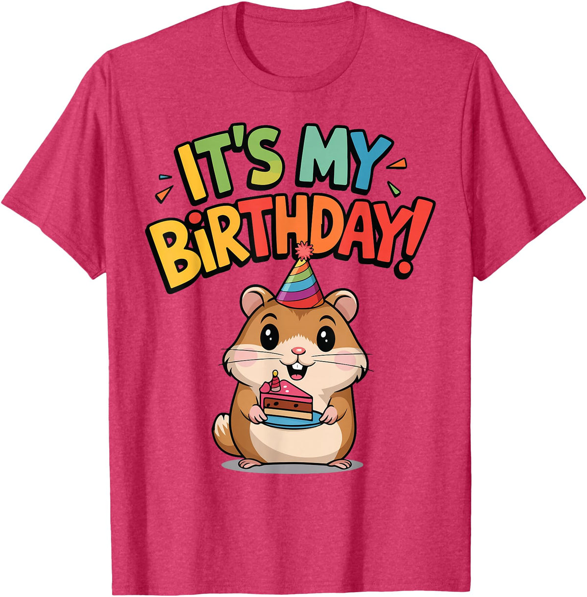 It's My Birthday Cute Hamster for Kid's Party Celebration T-Shirt - Red Heather