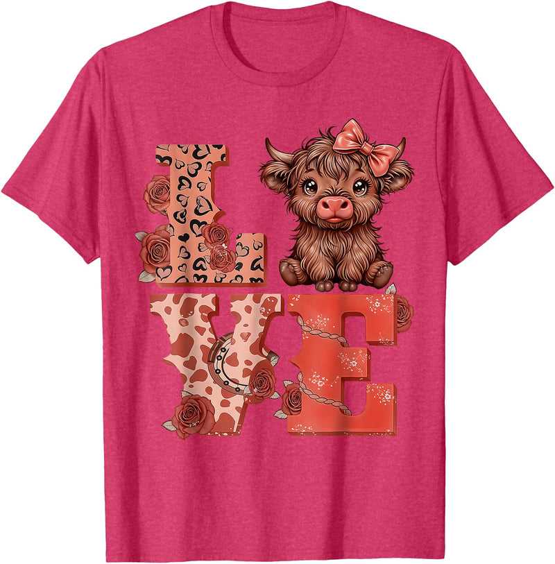Love Highland Cow t -shir t Love Highland Cow Cute T-Shirt - Red Heather