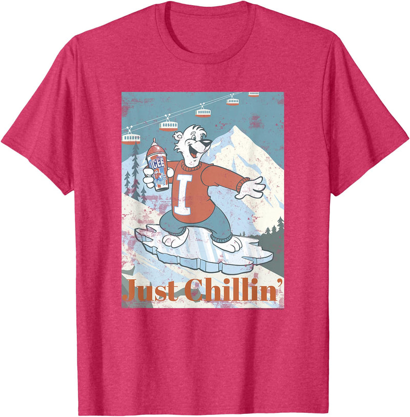ICEE Bear Ice Boarding Just Chillin' T-Shirt - Red Heather