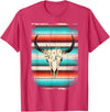 Funny Serape Cow BOHO designs Funny Serape Cow BOHO print Flower Rustic Turquoise T-Shirt - Red Heather