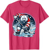 Hockey Player Love Polar Bear Hockey Bear on Ice: A Funny Polar Bear Playing Hockey T-Shirt - Red Heather