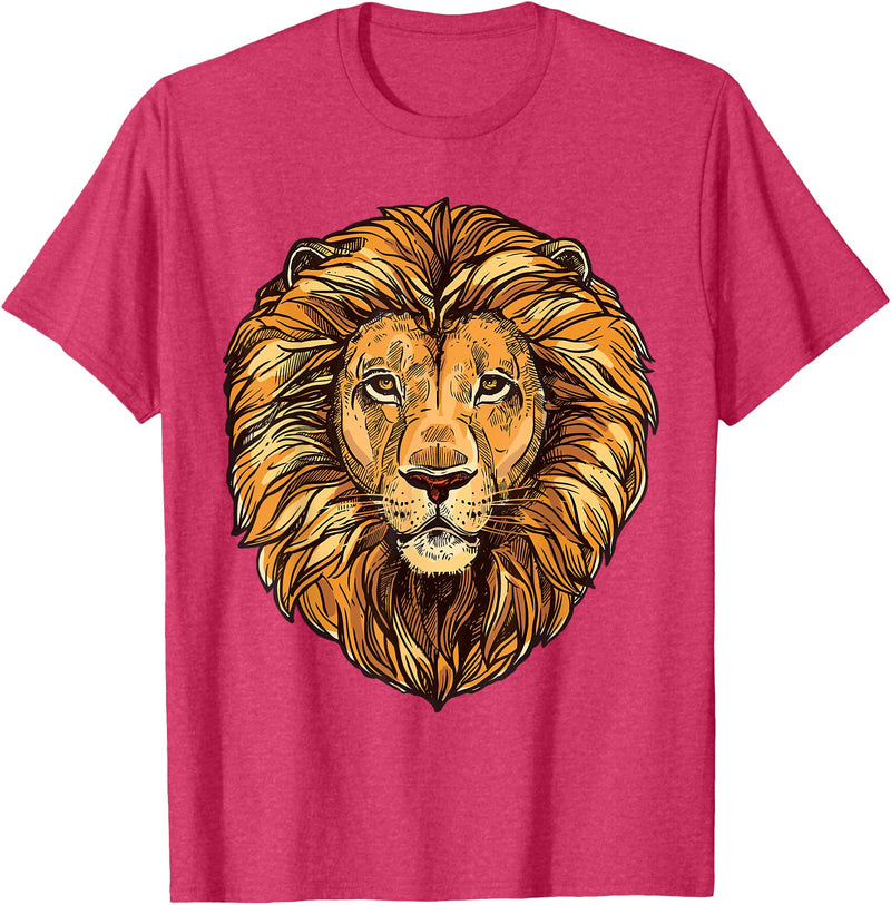 ROSS BOSS Majestic Lion Mane Detail Art T-Shirt - Red Heather