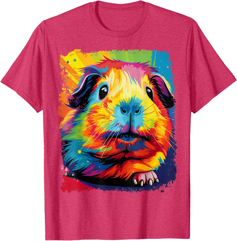 PopArt Pet Animal Prints A Guinea Pig T-Shirt - Red Heather