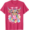 Cute Highlander Cow Lover Designs Highland Cow Blowing Bubblegum T-Shirt - Red Heather