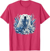 Arctic Polar Bear Winter Floral Nature Ice Blue Snow Polar Bear with Winter Flowers T-Shirt - Red Heather