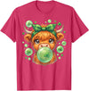 St. Patricks Day Highland Cow Blowing Bubblegum Celebrate St Patricks Day T-Shirt - Red Heather