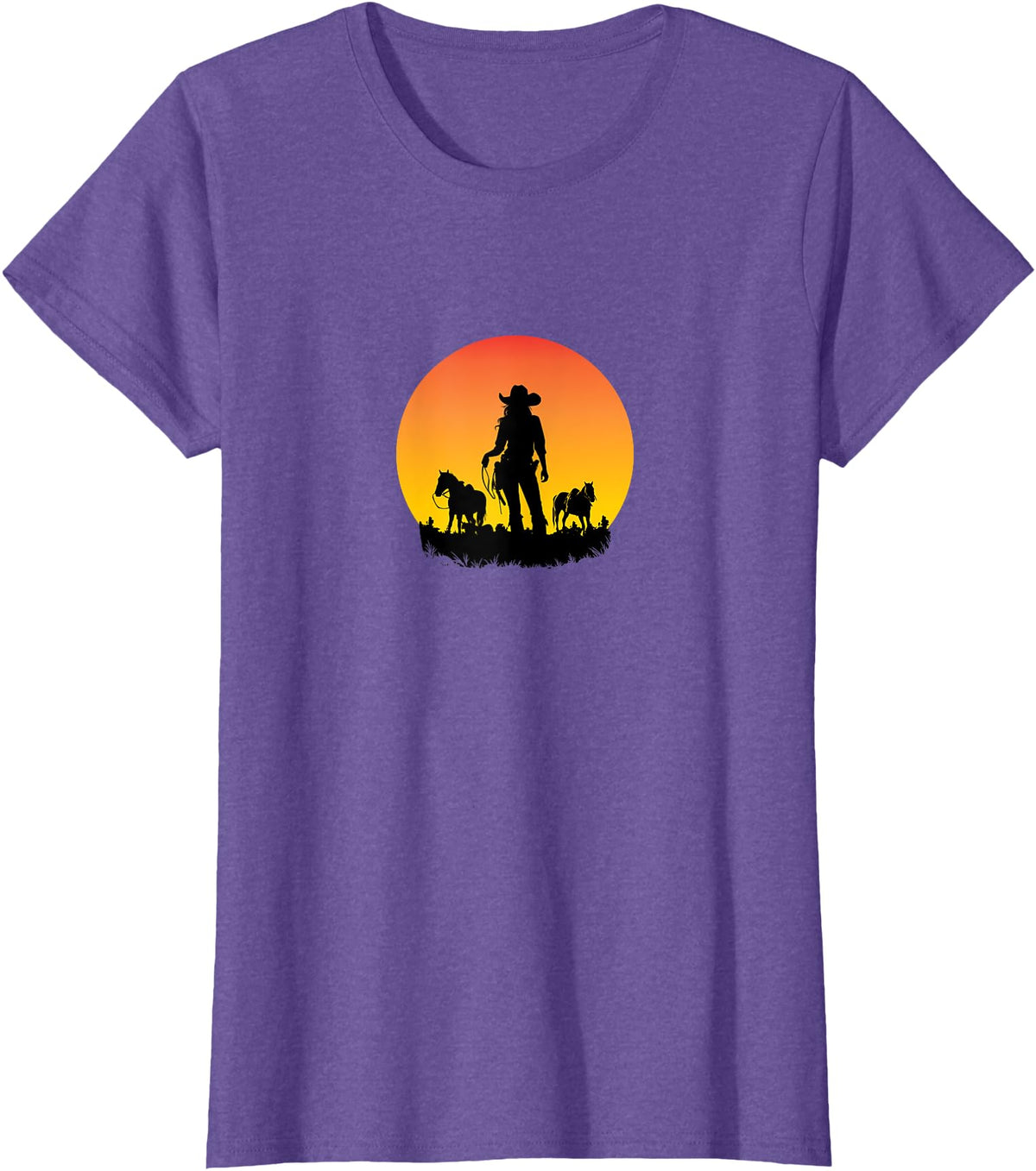 Horses Cowgirl T-Shirt - Purple Heather