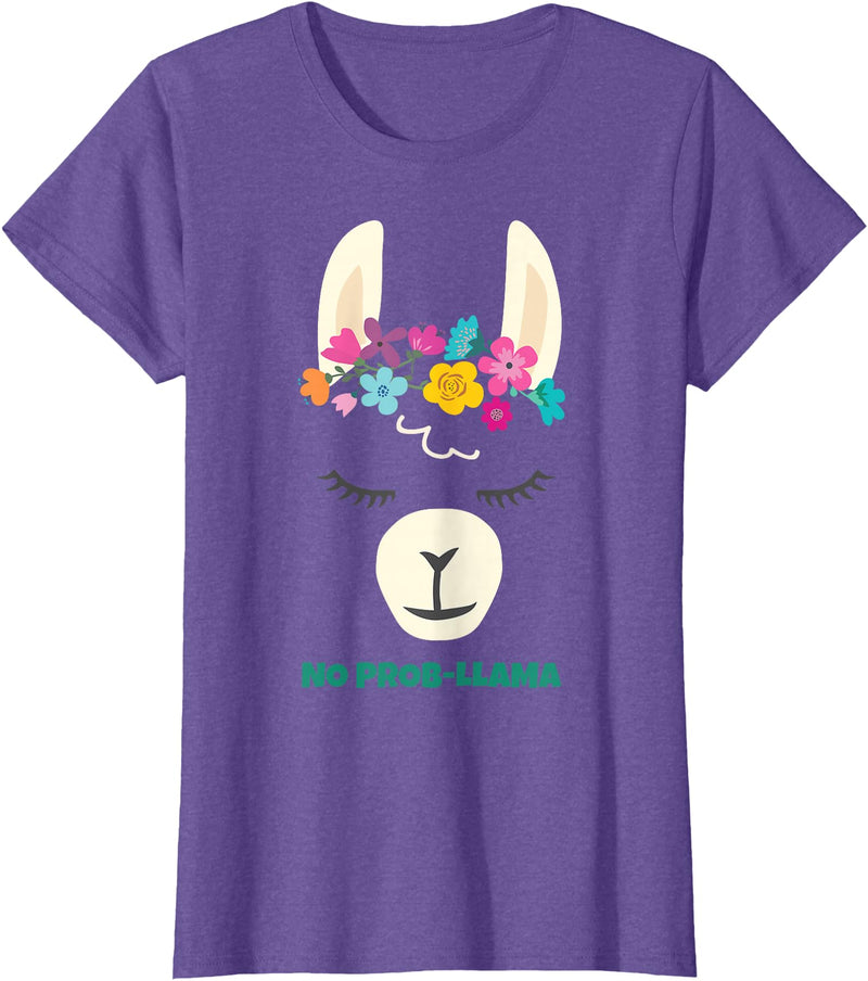 Llama Shirts & Alpaca Gifts No Prob Llama Christmas Women Kids Girls Birthday T-Shirt - Purple Heather