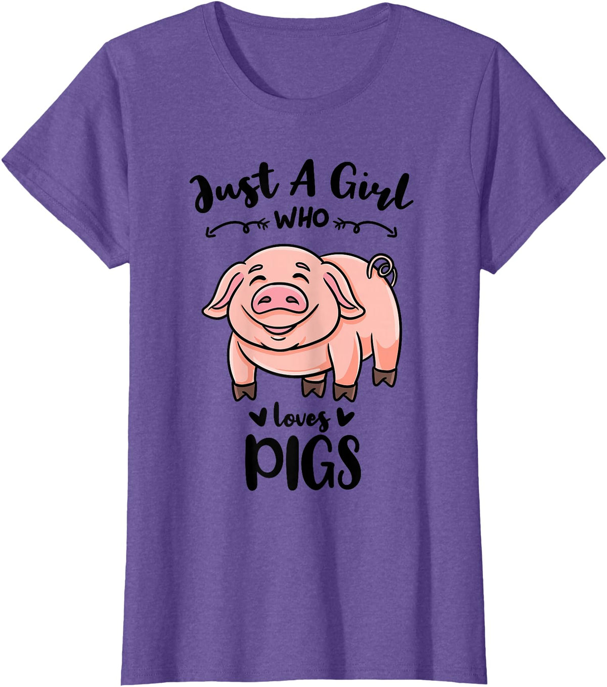 Just A Girl Who Loves Pigs T-Shirt - Purple Heather