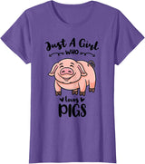 Just A Girl Who Loves Pigs T-Shirt - Purple Heather