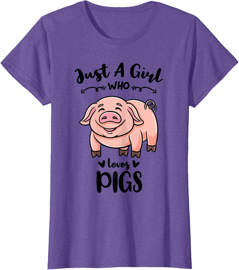 Just A Girl Who Loves Pigs T-Shirt - Purple Heather