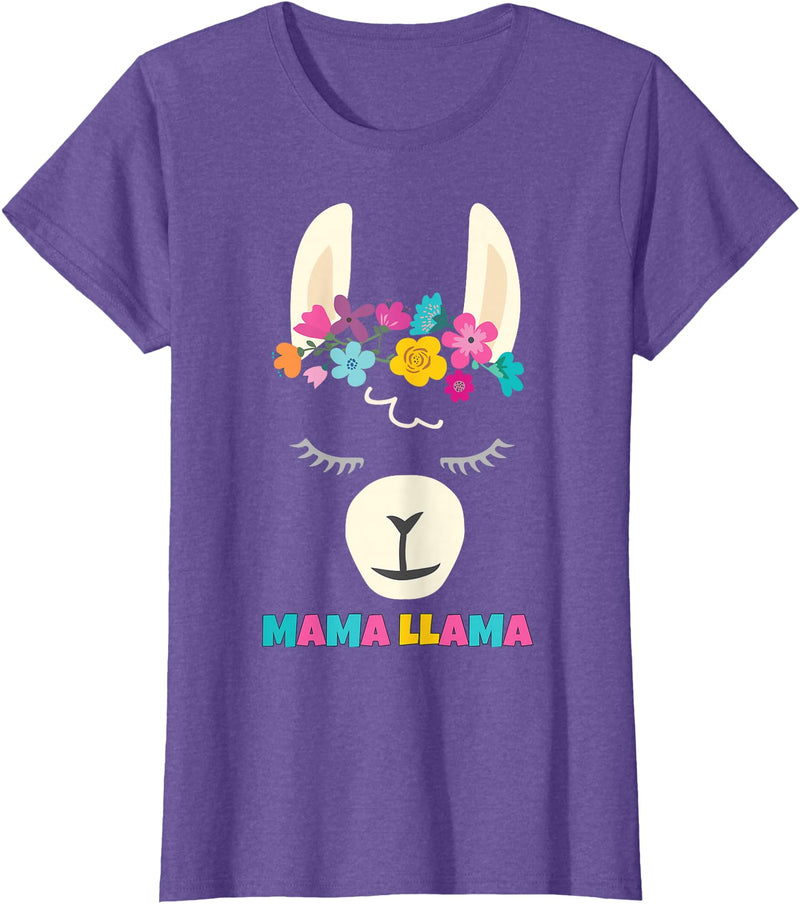 Llama Shirts & Alpaca Gifts Mama Llama Mom Christmas Birthday Mothers Day T-Shirt - Purple Heather