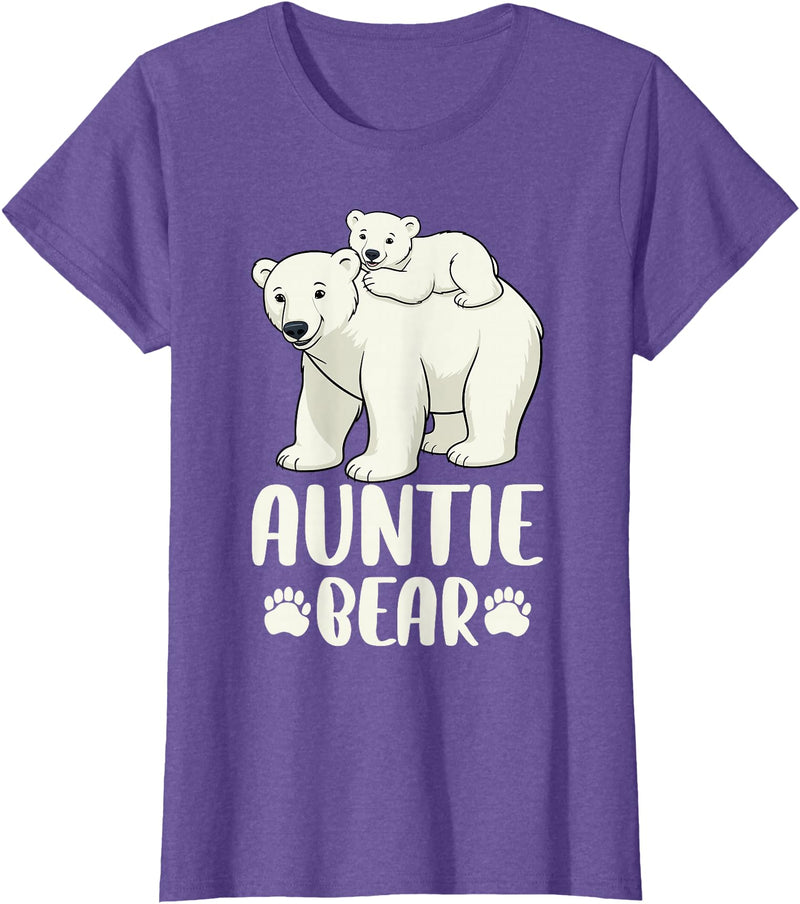 Polar Bear Family Art Creations Auntie Bear and Cub Polar Bear T-Shirt - Purple Heather