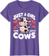 Cows for awesome Girls Farmer Cute Cow Just a Girl Who Loves Cows T-Shirt - Purple Heather