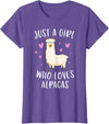Cute Alpaca Llama Lover Clothing Gifts For Women Just A Girl Who Loves Alpacas Funny Alpaca Gifts for Girls T-Shirt - Purple Heather