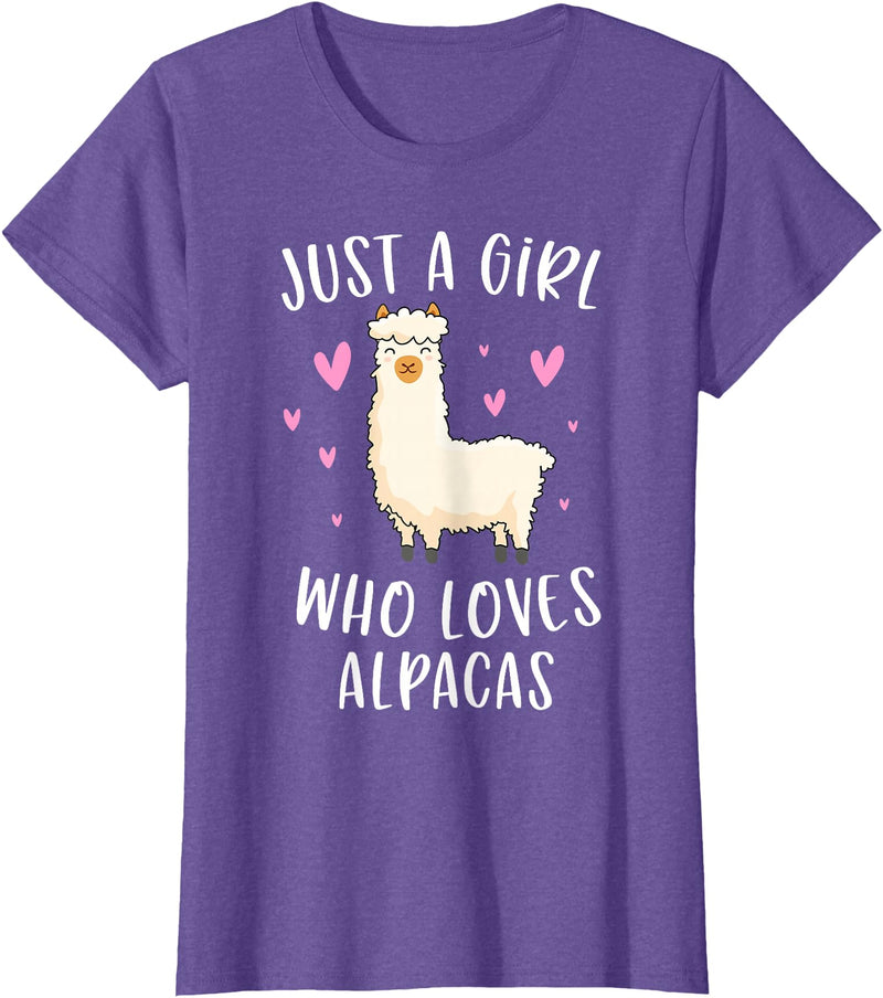 Cute Alpaca Llama Lover Clothing Gifts For Women Just A Girl Who Loves Alpacas Funny Alpaca Gifts for Girls T-Shirt - Purple Heather