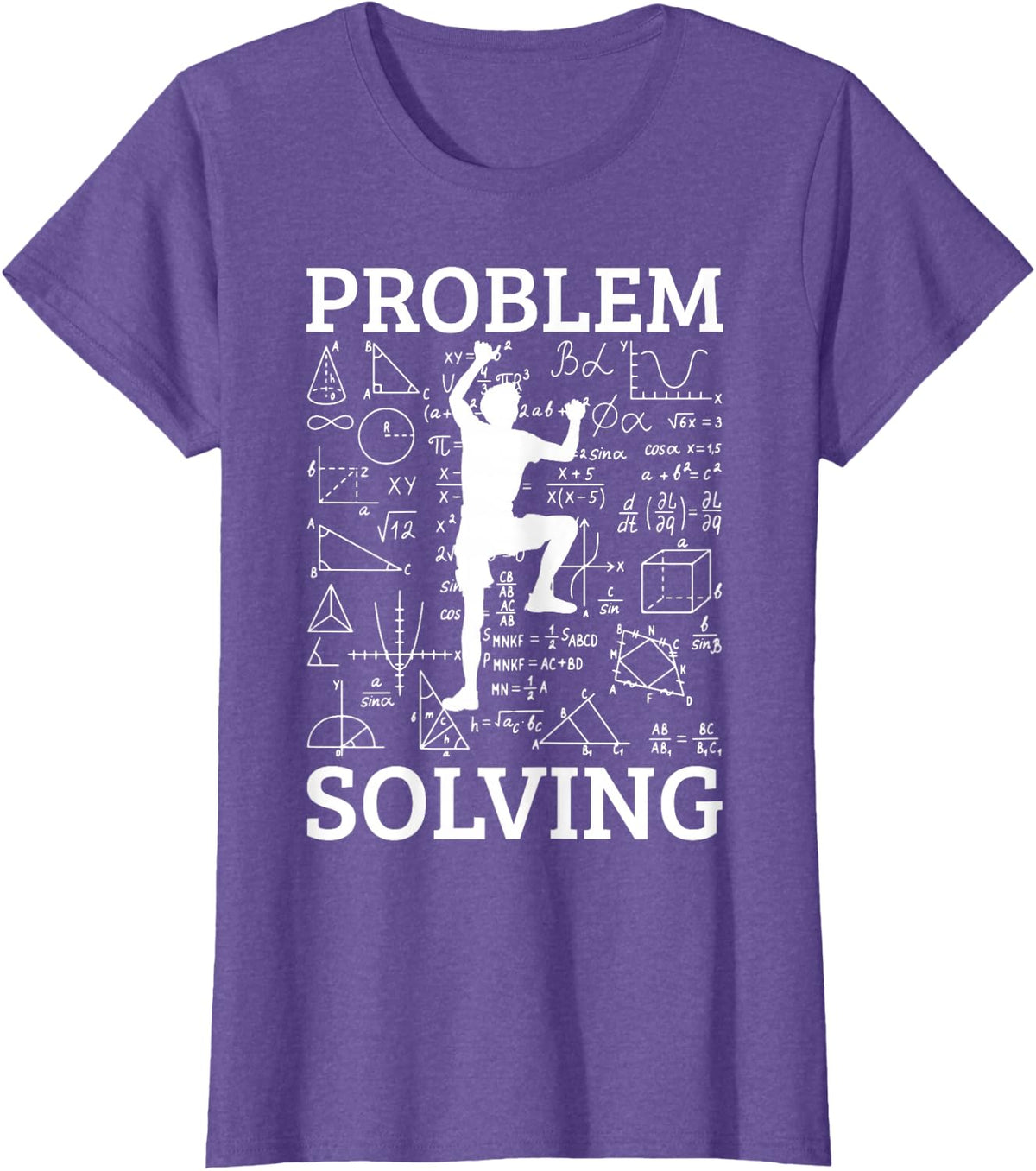 Climbing Problem Solving Rock Climber Bouldering Climb Wall T-Shirt - Purple Heather