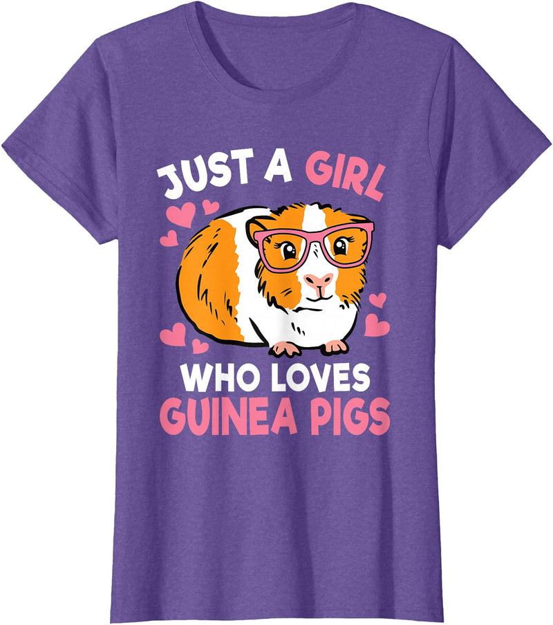 KATYLIN Just A Girl Who Loves Guinea Pigs Cute Women Girls Kids T-Shirt - Purple Heather