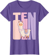 Retro Llama Alpaca Themed Girls Birthday Designs 10th Birthday Girl Cute Llama Alpaca 10 Years Old T-Shirt - Purple Heather