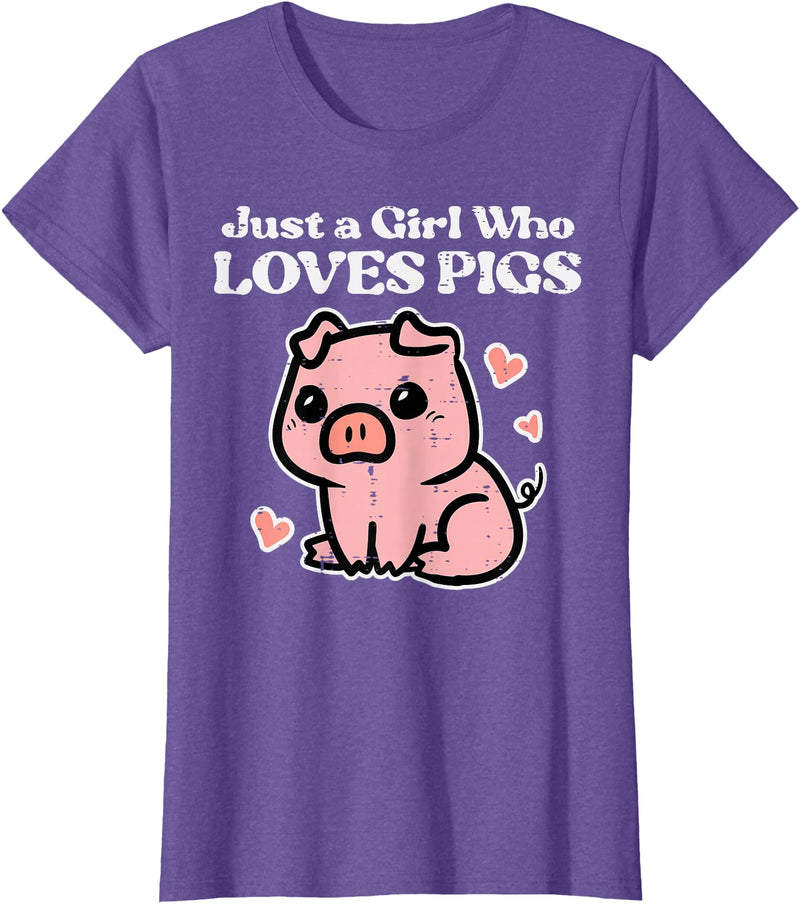 Pig Lover Shirts For Men Women Kids Just A Girl Who Loves Pigs Cute Hog Swine Toddler Girls Kids T-Shirt - Purple Heather