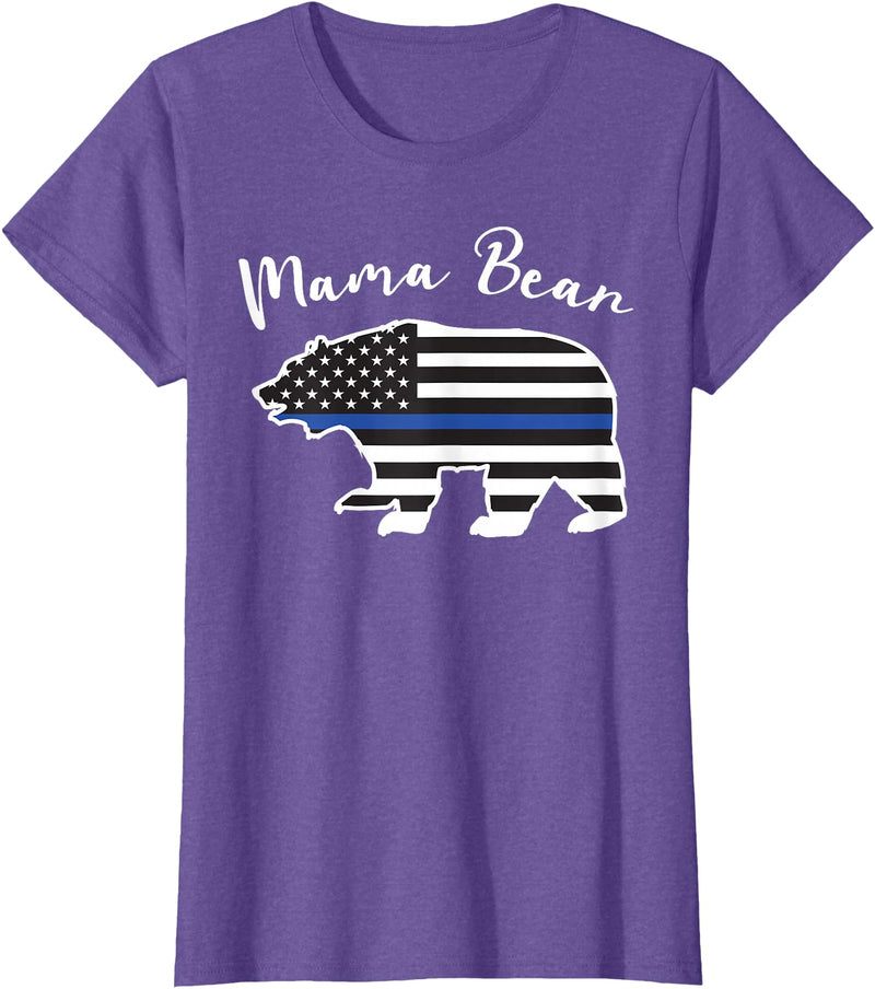 TourisTeez for Mama Bear Women Police Flag Womens MAMA BEAR | Police Flag Womens Police Mom Gift T-Shirt - Purple Heather