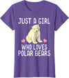 Polar Bear Lover Tees Just A Girl Who Loves Polar Bears T-Shirt Polar Bear Gift T-Shirt - Purple Heather