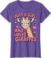 Funny Giraffes lover Just A Girl Who Loves Giraffes T-Shirt - Purple Heather