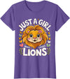 Magical and Funny Lion lover Gifts Just a Girl who loves Lions T-Shirt - Purple Heather