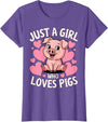 Magical and Funny Pig Farmer Gifts Just a Girl who loves Pigs T-Shirt - Purple Heather
