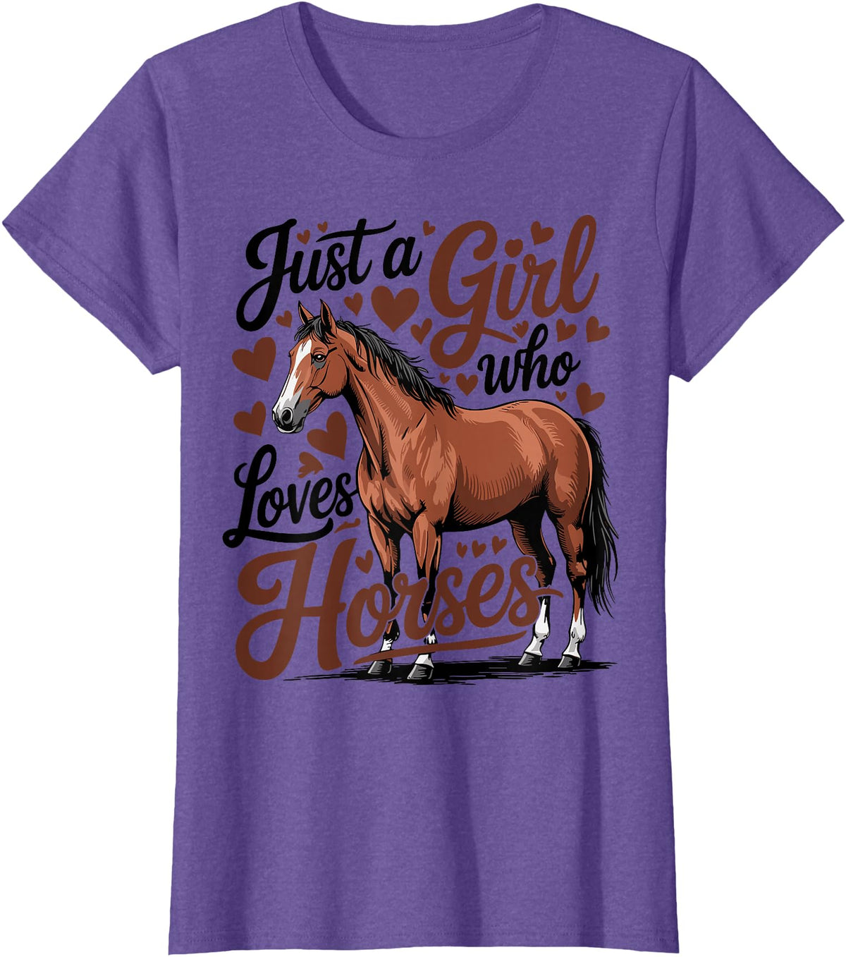 Funny Horse lover Horse Riding Just a Girl Who Loves Horses T-Shirt - Purple Heather