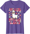 KATYLIN Just A Girl Who Loves Llamas Llama Lover Girls Kids T-Shirt - Purple Heather
