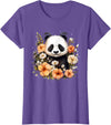 Floral Panda Bear Panda Bear Flowers Floral Girls Kids Funny Cute Panda Lover T-Shirt - Purple Heather