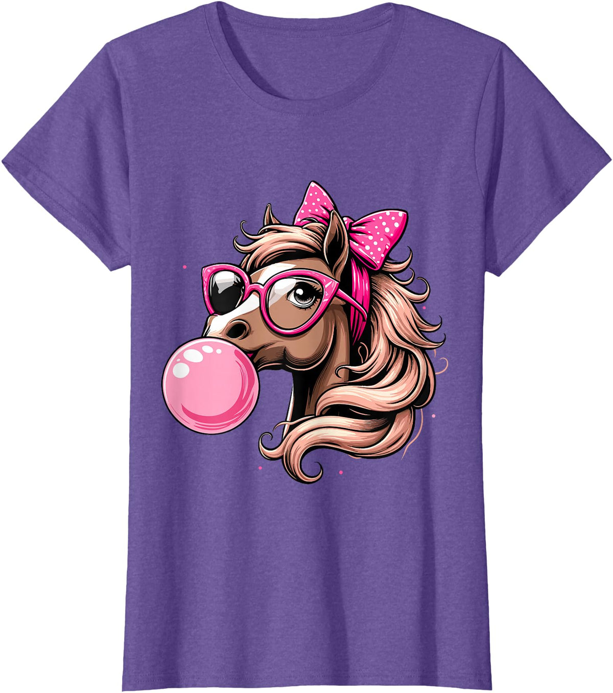 Humorous Horse Girl Gifts Horse Bubblegum Horse Girl Horseback T-Shirt - Purple Heather