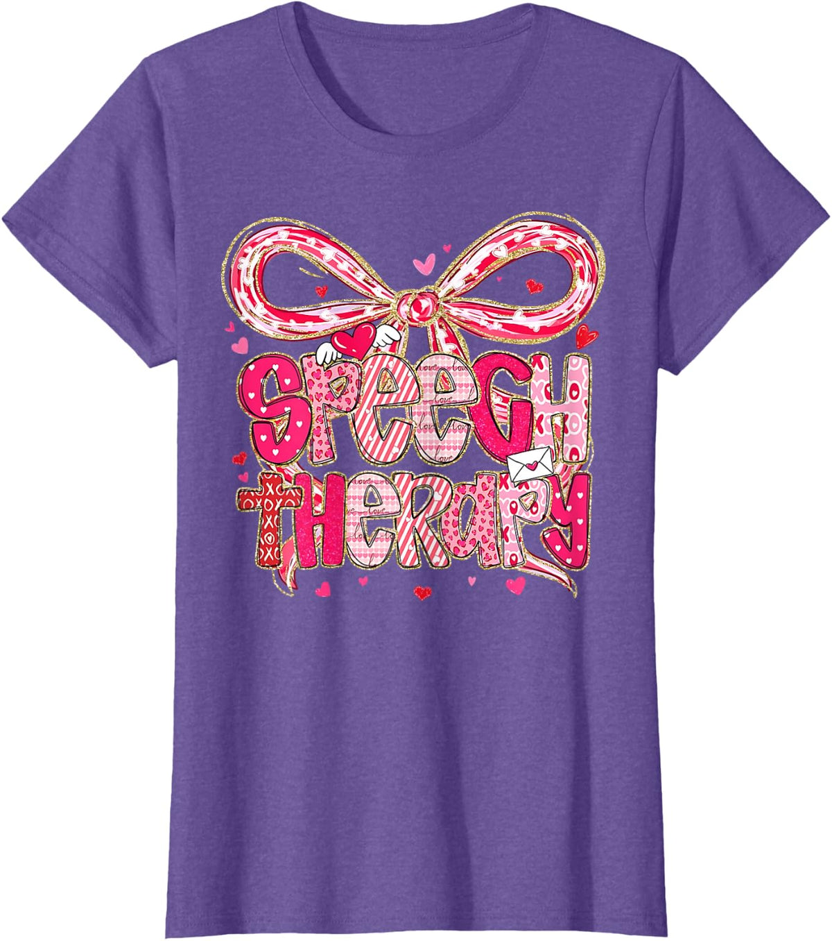 Speech Language Pathologist Valentines Day SLP Therapy T-Shirt - Purple Heather