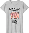 Just A Girl Who Loves Pigs T-Shirt - Silver Grey