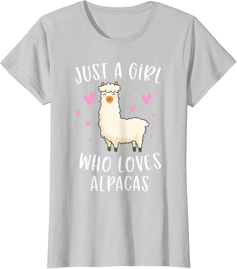 Cute Alpaca Llama Lover Clothing Gifts For Women Just A Girl Who Loves Alpacas Funny Alpaca Gifts for Girls T-Shirt - Silver Grey