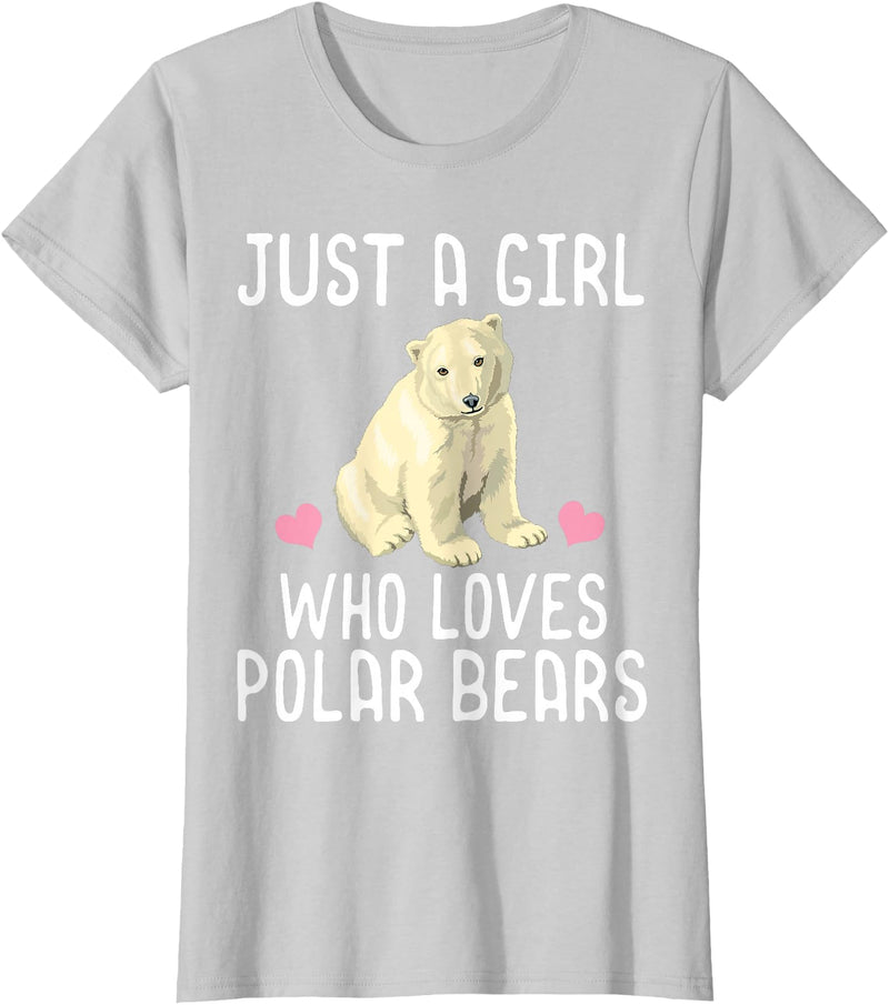 Polar Bear Lover Tees Just A Girl Who Loves Polar Bears T-Shirt Polar Bear Gift T-Shirt - Silver Grey
