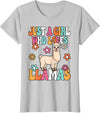 BALARI Just A Girl Who Loves Llamas Cute Groovy Alpaca Llama Kids T-Shirt - Silver Grey