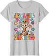 BALARI Just A Girl Who Loves Giraffes Cute Groovy Wild Animal Kids T-Shirt - Silver Grey