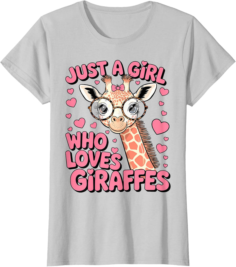 Funny Giraffes lover Just A Girl Who Loves Giraffes T-Shirt - Silver Grey