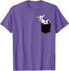 In My Your Pocket Food, Animales, Birds, Fish Pocket Animal Cute Cow Funny Cow Lover Adorable Pocket Cow T-Shirt - Purple