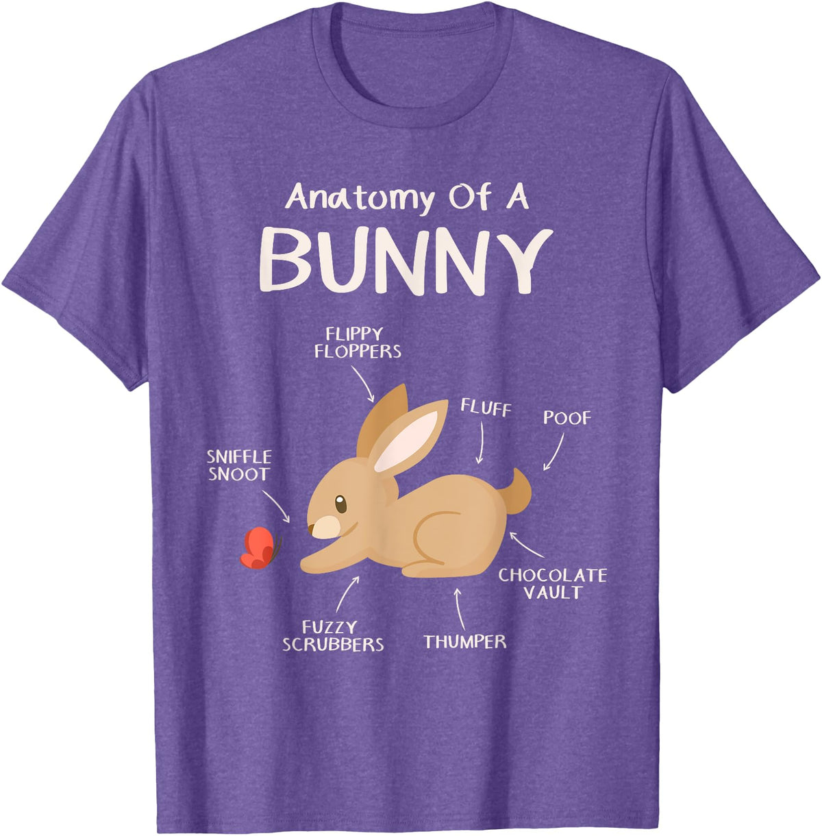 Rabbit Clothes Easter Outfit Hare Lover Gift Anatomy Bunny T-Shirt in Purple Heather