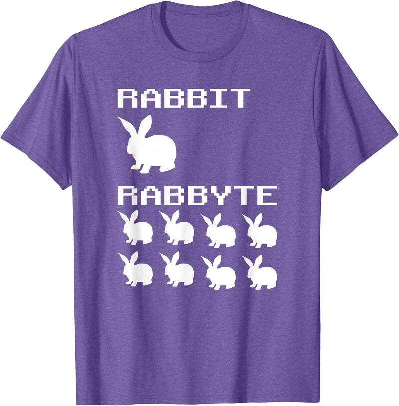 Rabbit & Rabbyte Computer Coding Nerds Jokes Programmer T-Shirt in Purple Heather