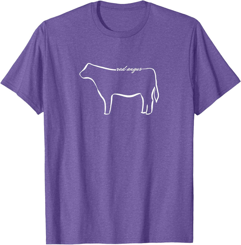 Red Angus cow decor Red Angus Cow Art Print T-Shirt - Purple Heather