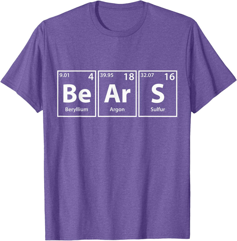 Periodic Tees Co. Bears (Be-Ar-S) Periodic Table Elements Shirt T-Shirt - Purple Heather