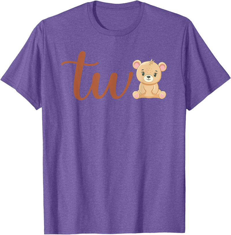 Family Birthday Bear Gifts Two of The Birthday Boy Bear 1st Birthday Party Boy T-Shirt - Purple Heather