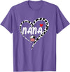 Black White Family Cow Farm Nana Cow Print Cow Heart Pattern Farmer Cows Mother's Day T-Shirt - Purple Heather