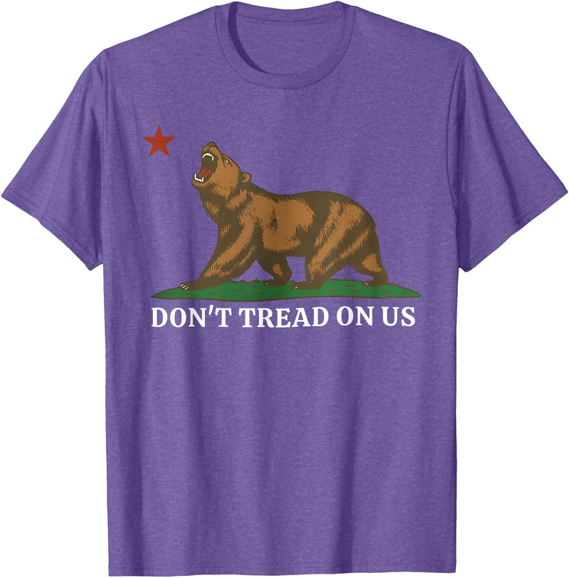 Dont Tread On Us Bear California Patriot Tee Don't Tread On Us California Bear Patriotic T-Shirt - Purple Heather