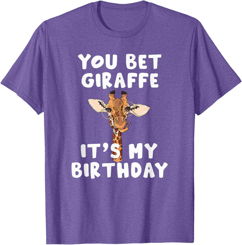 Giraffes by RespekDis You bet Giraffe it's my Birthday | Funny Giraffe T-Shirt - Purple Heather